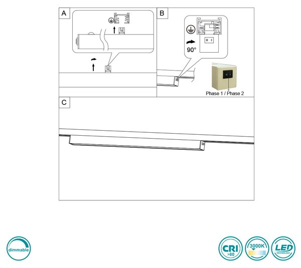 Γραμμικό Οροφής Ράγας DUOline Trio Lighting Panel 77020131 Λευκό Ματ