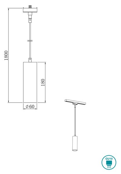 Κρεμαστό Ράγας DUOline Trio Lighting Marley 73240107 Νίκελ Ματ