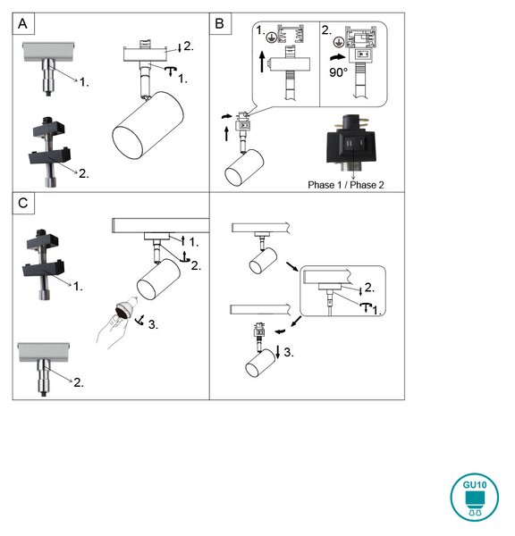 Σποτ Ράγας DUOline Trio Lighting Marley 78240107 Νίκελ Ματ