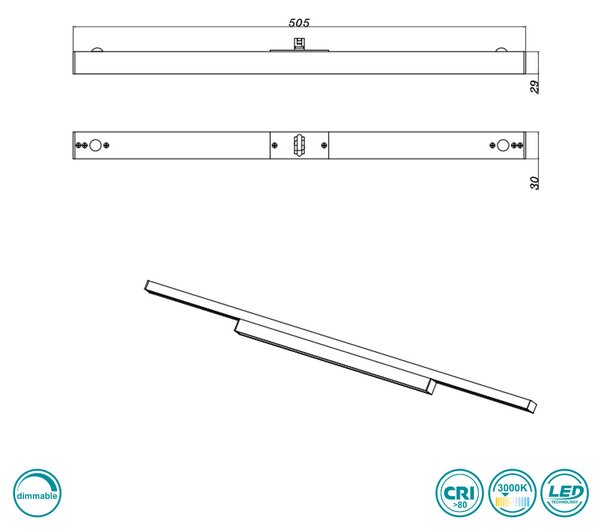 Γραμμικό Οροφής Ράγας DUOline Trio Lighting Panel 77020187 Γκρι