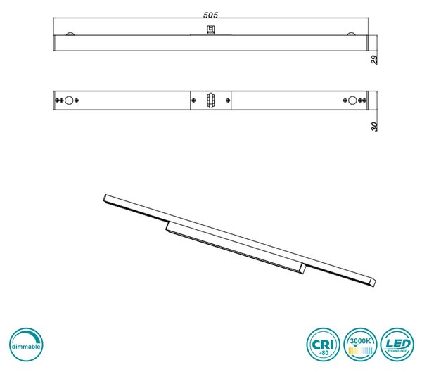 Γραμμικό Οροφής Ράγας DUOline Trio Lighting Panel 77020132 Μαύρο Ματ