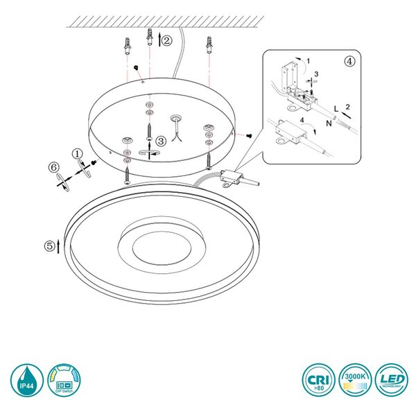 Φωτιστικό Οροφής Trio Lighting Ascari 680819332 Μαύρο Ματ