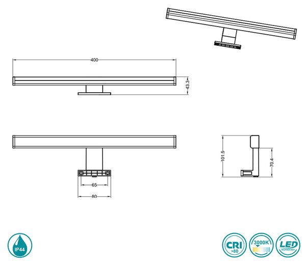 Απλίκα Μπάνιου Trio Lighting Lino 284114006 Χρώμιο