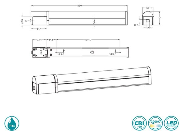 Απλίκα Μπάνιου Trio Lighting Piera 284071232 Μαύρο Ματ