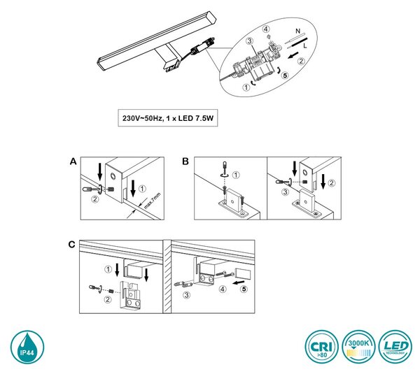 Απλίκα Μπάνιου Trio Lighting Lino 284114006 Χρώμιο