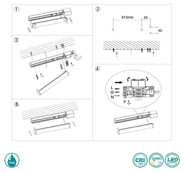 Απλίκα Μπάνιου Trio Lighting Piera 284077932 Μαύρο Ματ