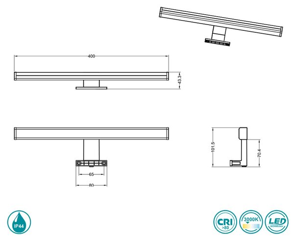 Απλίκα Μπάνιου Trio Lighting Lino 284114032 Μαύρο Ματ