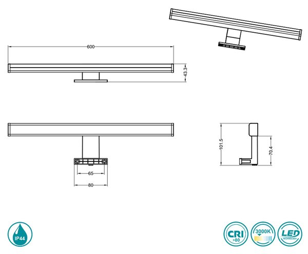 Απλίκα Μπάνιου Trio Lighting Lino 284116006 Χρώμιο