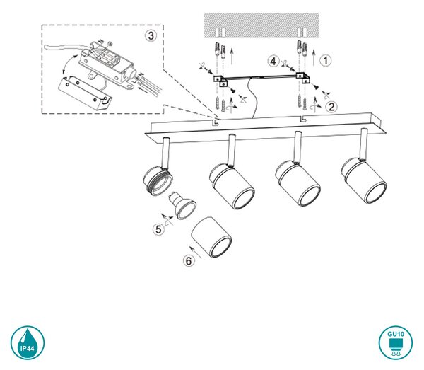 Φωτιστικό Οροφής Μπάνιου Trio Lighting Angelo 880400432 Μαύρο Ματ