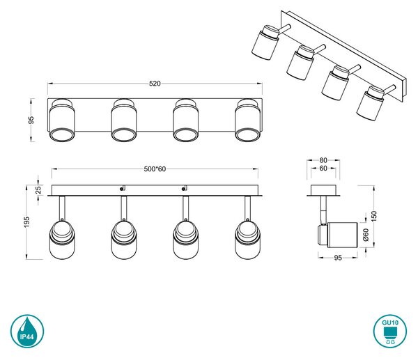 Φωτιστικό Οροφής Μπάνιου Trio Lighting Angelo 880400432 Μαύρο Ματ