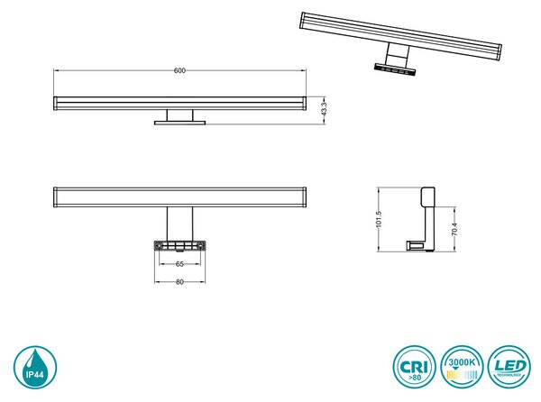 Απλίκα Μπάνιου Trio Lighting Lino 284116032 Μαύρο Ματ