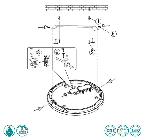 Φωτιστικό Οροφής Trio Lighting Camilla 689214032 Μαύρο Ματ