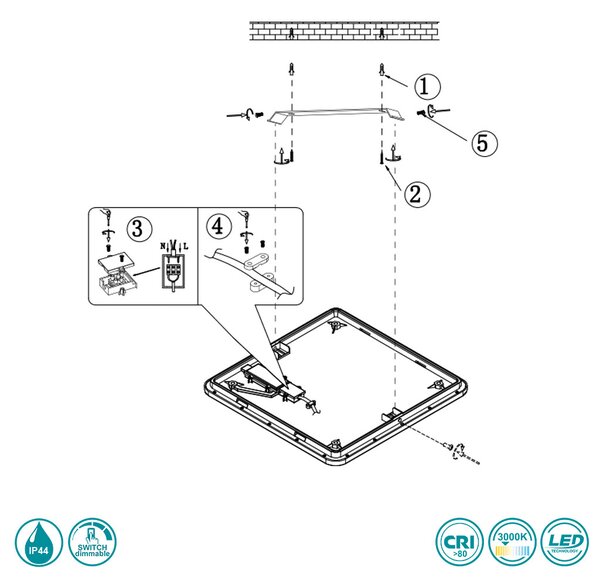 Φωτιστικό Οροφής Trio Lighting Camilla 689314032 Μαύρο Ματ