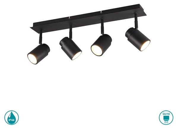 Φωτιστικό Οροφής Μπάνιου Trio Lighting Angelo 880400432 Μαύρο Ματ