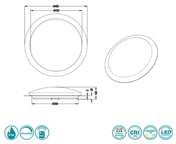 Φωτιστικό Οροφής Μπάνιου Trio Lighting Frodeno 680214800 (4000K)