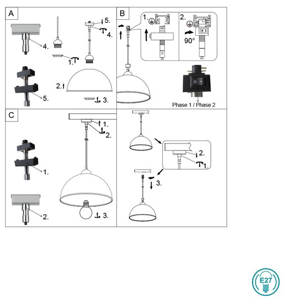 Φωτιστικό Κρεμαστό Ράγας DUOline Trio Lighting Jimmy 73120102 Μαύρο-Χρυσό