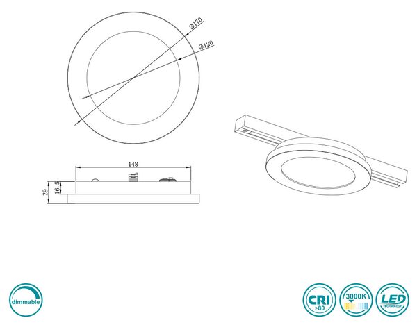 Φωτιστικό Οροφής Ράγας DUOline Trio Lighting Camillus 76921087 Γκρι