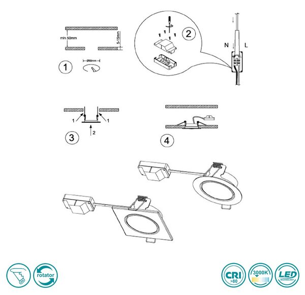 Φωτιστικό Σποτ Χωνευτό Κινητό Trio Lighting Rila 650210106 Χρώμιο