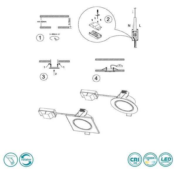 Φωτιστικό Σποτ Χωνευτό Κινητό Trio Lighting Rila 650310106 Χρώμιο