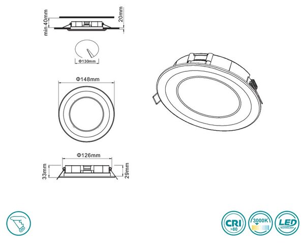 Φωτιστικό Σποτ Χωνευτό Trio Lighting Core 652610132 Μαύρο Ματ