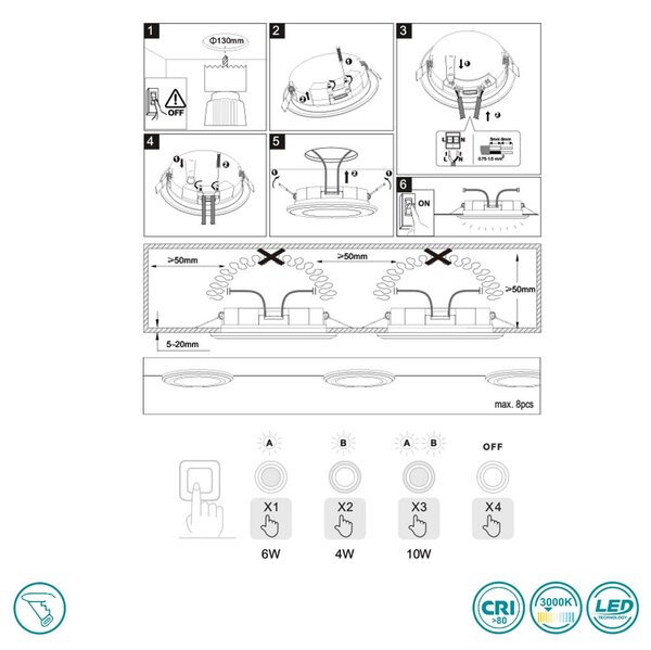 Φωτιστικό Σποτ Χωνευτό Trio Lighting Aura 652410106 Χρώμιο