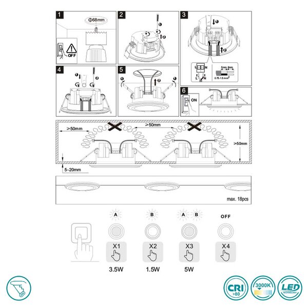 Φωτιστικό Σποτ Χωνευτό Trio Lighting Core 652510131 Λευκό Ματ