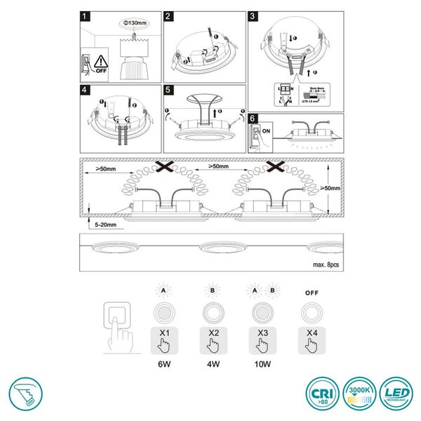 Φωτιστικό Σποτ Χωνευτό Trio Lighting Core 652610131 Λευκό Ματ