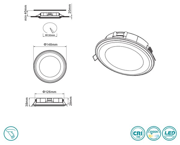 Φωτιστικό Σποτ Χωνευτό Trio Lighting Aura 652410106 Χρώμιο