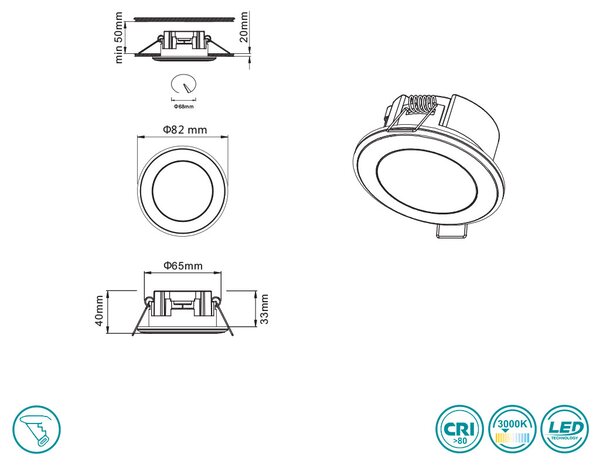 Φωτιστικό Σποτ Χωνευτό Trio Lighting Aura 652310106 Χρώμιο