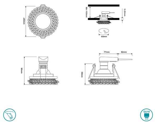 Φωτιστικό Σποτ Χωνευτό Trio Lighting Dolomite 651700152