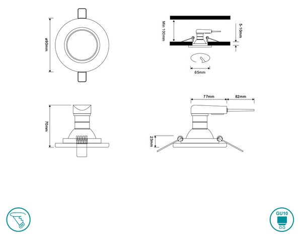 Φωτιστικό Σποτ Χωνευτό Trio Lighting Pirin 652100152