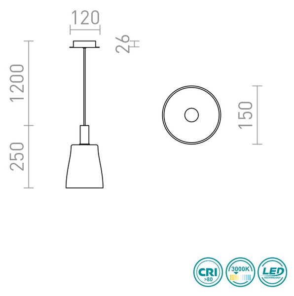 Φωτιστικό Κρεμαστό Rendl Light Bellini R13652 Μαύρο