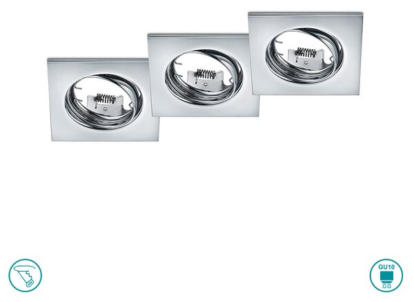 Φωτιστικό Σποτ Χωνευτό Κινητό Trio Lighting Jura 650000306 Χρώμιο (ΣΕΤ 3 ΤΕΜ)