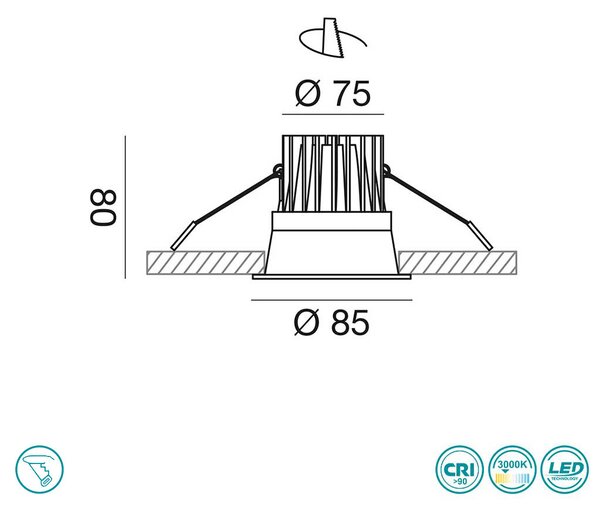 Φωτιστικό Σποτ Χωνευτό Gea Luce Celia GFA1010C Λευκό-Μαύρο Ματ (3000K)