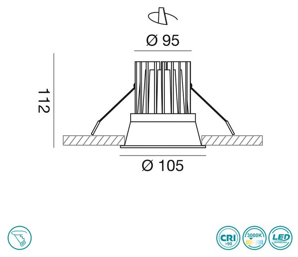 Φωτιστικό Σποτ Χωνευτό Gea Luce Celia GFA1021C Λευκό Σατινάτο (3000K)