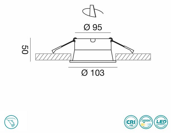 Φωτιστικό Σποτ Χωνευτό Gea Luce Vega GFA1050C Λευκό Σατινέ (3000K)