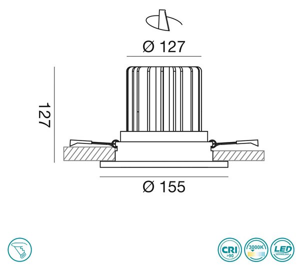 Φωτιστικό Σποτ Χωνευτό Gea Luce Aran GFA1042C Λευκό Σατινέ (3000K)