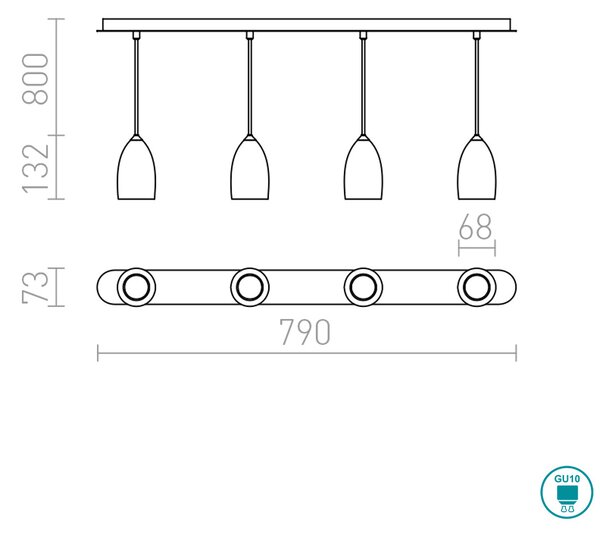 Φωτιστικό Κρεμαστό Ράγα Rendl Light Babades IV R12083 Χρώμιο