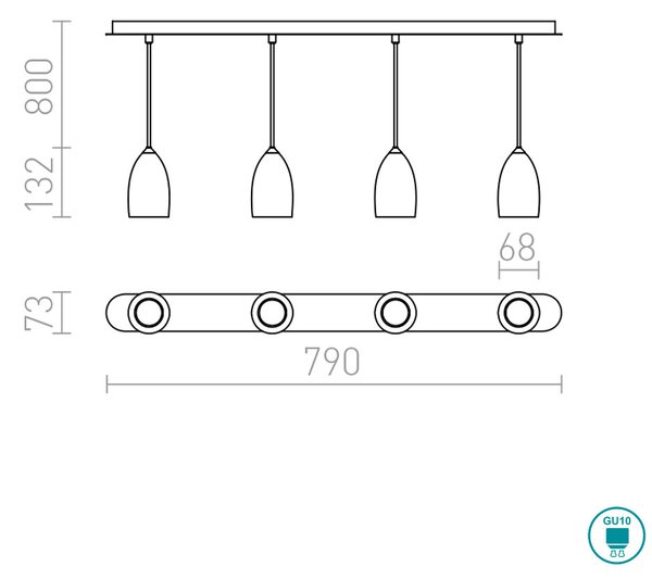 Φωτιστικό Κρεμαστό Ράγα Rendl Light Babades IV R12084 Νίκελ ματ