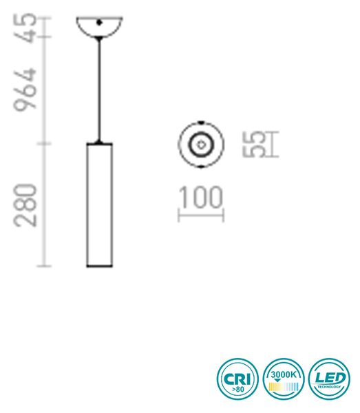 Φωτιστικό Κρεμαστό Rendl Light Riga R12459 Μαύρο