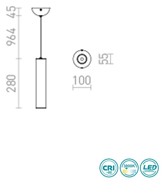 Φωτιστικό Κρεμαστό Rendl Light Riga R12458 Λευκό