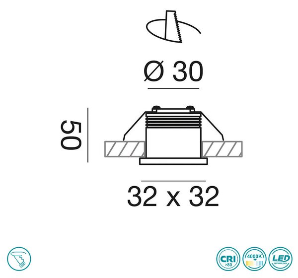 Φωτιστικό Σποτ Χωνευτό Gea Luce Glam GFA903N Λευκό Ματ (4000K)