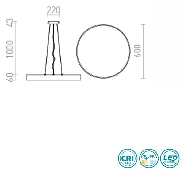 Φωτιστικό Κρεμαστό Rendl Light Mensa R12118 Αλουμίνιο