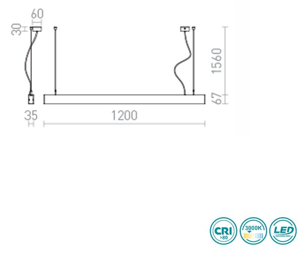 Φωτιστικό Κρεμαστό Ράγα Rendl Light Pesante R12719 Μαύρο