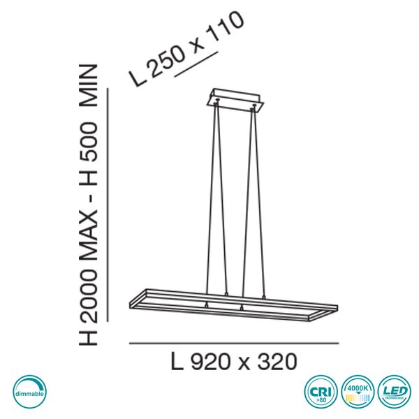 Φωτιστικό Κρεμαστό Fabas Luce Bard 3394-43-102 Λευκό (4000K)