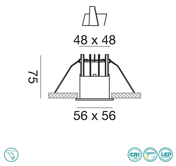 Φωτιστικό Σποτ Χωνευτό Gea Luce Qebui GFA961C Μαύρο Ματ (3000K)