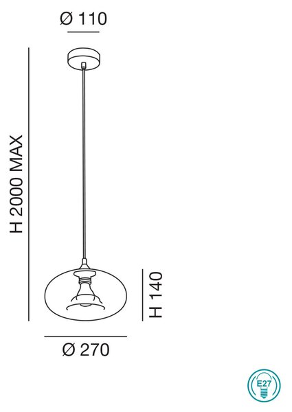 Φωτιστικό Κρεμαστό Fabas Luce Ela 3489-40-125 Μελί