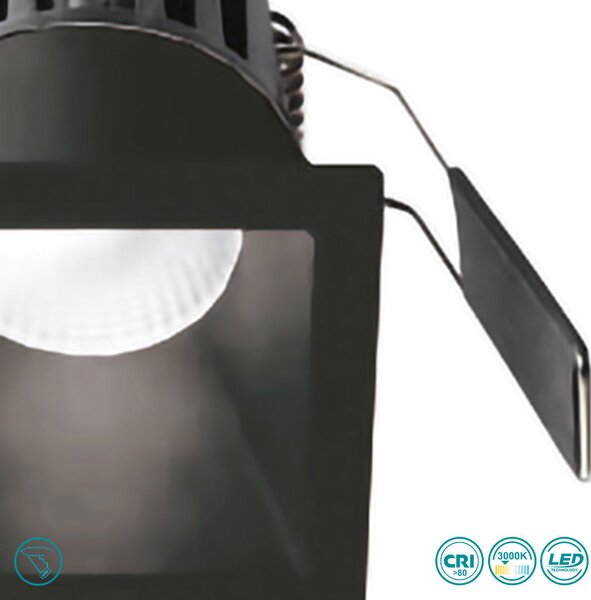 Φωτιστικό Σποτ Χωνευτό Gea Luce Qebui GFA961C Μαύρο Ματ (3000K)