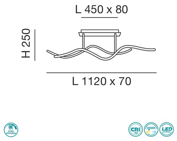 Φωτιστικό Οροφής Fabas Luce Sinuo 3666-65-101 Μαύρο