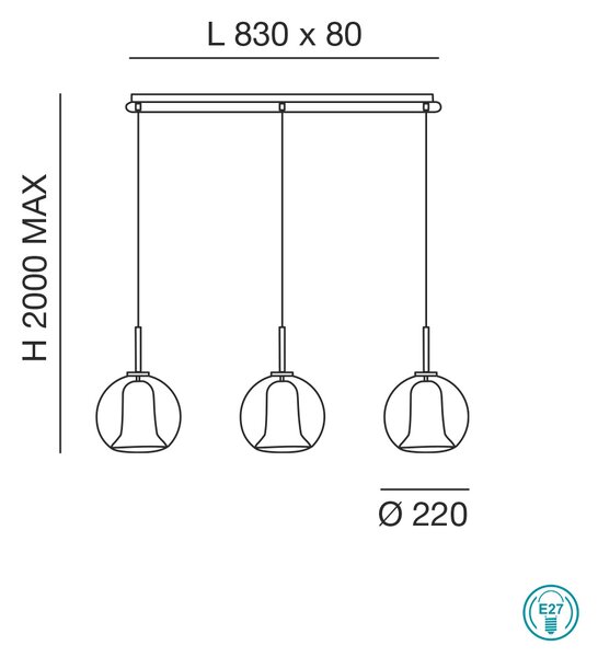 Φωτιστικό Κρεμαστό Fabas Luce Bretagna 3599-49-125 Μελί